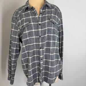 Lucky Brand Mens XL grey plaid flannel vintage shirt